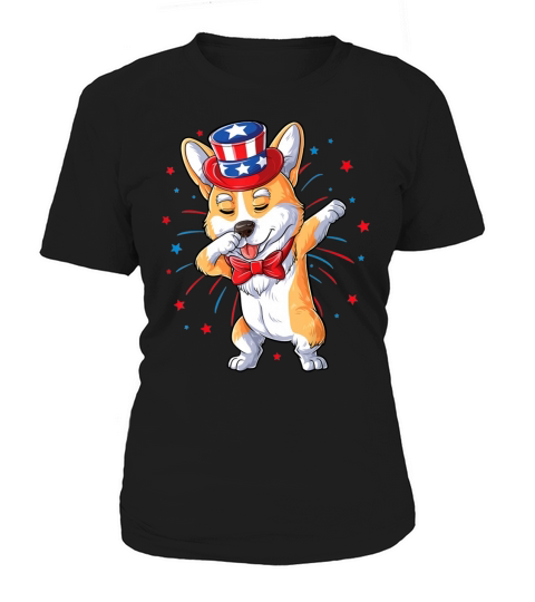 Dabbing Corgi 4th Of July Men Women Usa American Flag Premium Shirt Women's T-Shirt