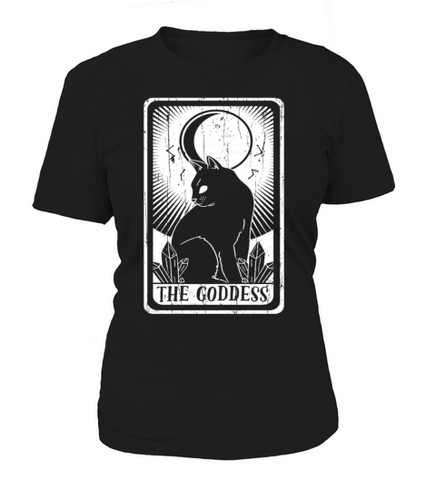 Goddess Moon Cat Tarot Card Occult Club Gothic Women's T-Shirt