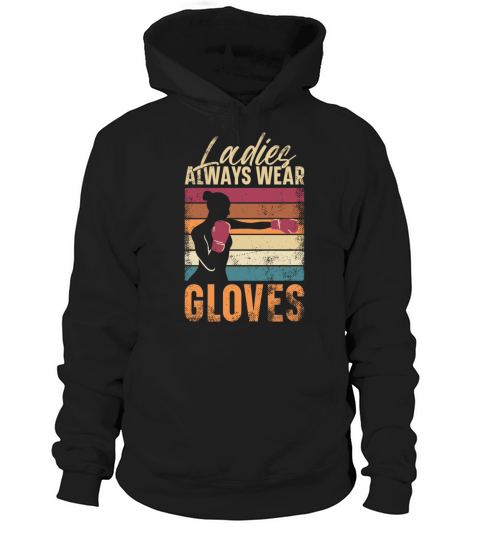 Boxing Girl Vintage Retro Ladies Hoodie Unisex