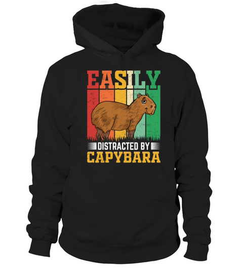 Retro Vintage Style Easily Distracted by Capybara Hoodie Unisex