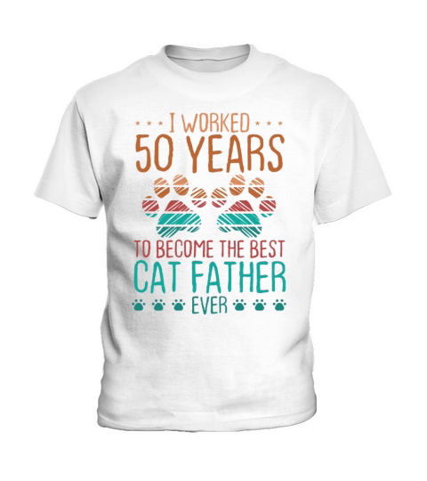 50 Year Old Dad 50 Years Cat Father 50th Birthday Kids T-Shirt