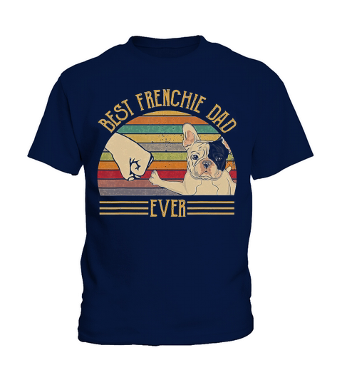 Best Frenchie Dad Ever Retro Vintage Sunset T-Shirt Kids T-Shirt