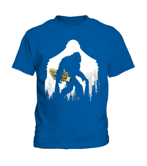 Bigfoot With Morel Mushroom In Forest Gift Mushroom Hunter T-Shirt Kids T-Shirt