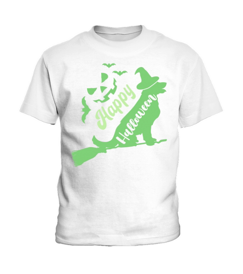 Golden Retriever Is Flying Witch Funny Happy Halloween Kids T-Shirt