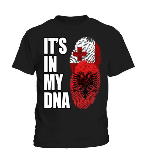 Tongan And Albanian Mix Heritage DNA Flag Kids T-Shirt