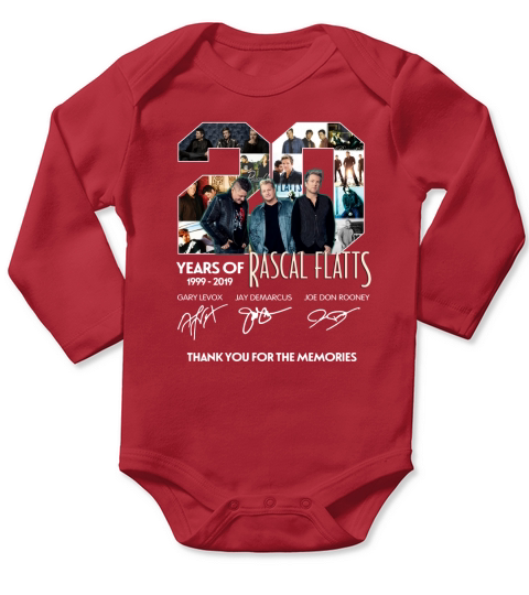20 Years Of Rascal Flatts 1999 2019 Thank You For The Memories Signatures shirt Long Sleeve Baby One-Piece
