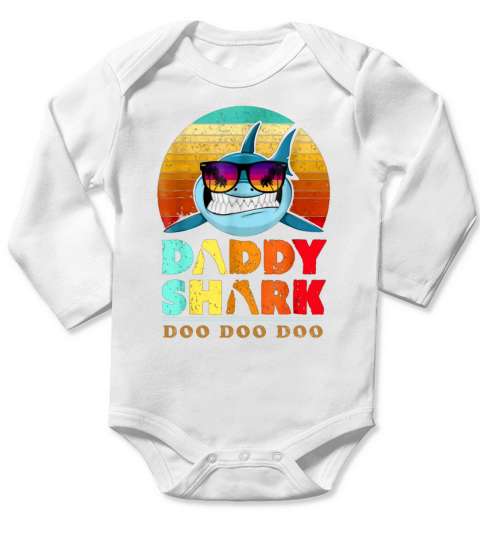 Camiseta Daddy Shark. Doo Doo Doo Tee. Long Sleeve Baby One-Piece