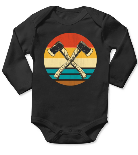 Funny Retro Vintage Style Axe Throwing Ax Lover Long Sleeve Baby One-Piece