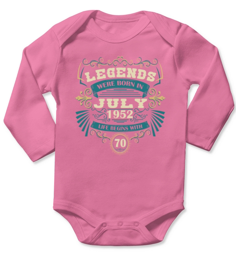 Funny Sayings for 50th Birthday July 1952 Vintage Long Sleeve Baby One-Piece
