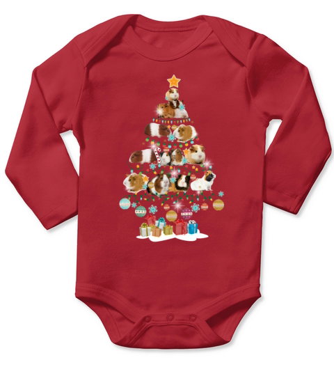 Guinea Pigs Lovers Christmas Pine Tree Long Sleeve Baby One-Piece