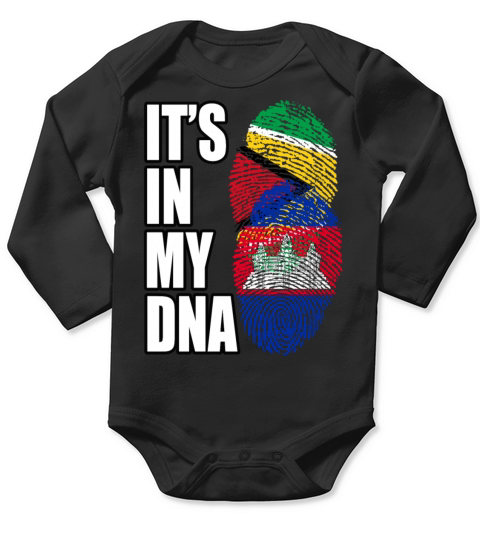 Guyanese And Cambodian Mix Heritage DNA Flag Long Sleeve Baby One-Piece