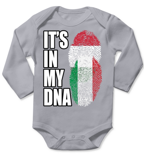 Hungarian And Italian Mix Heritage DNA Flag Long Sleeve Baby One-Piece