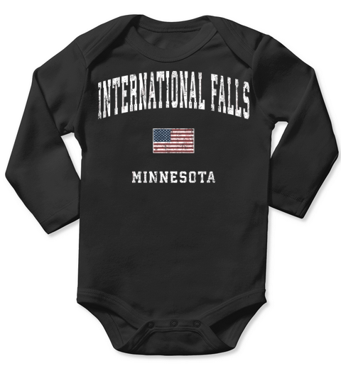 International Falls Minnesota Mn Vintage American Long Sleeve Baby One-Piece