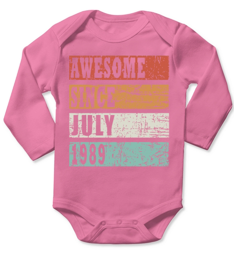 July 1989 birthday greeting retro design Long Sleeve Baby One-Piece