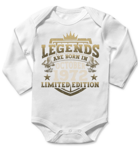 Legends Vintage October 1972 50th Birthday Gift Long Sleeve Baby One-Piece