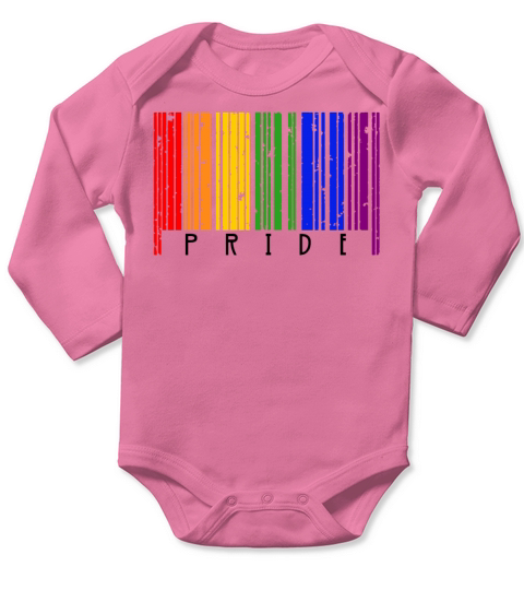 LGBT Barcode Gay Pride Barcode Rainbow Long Sleeve Baby One-Piece