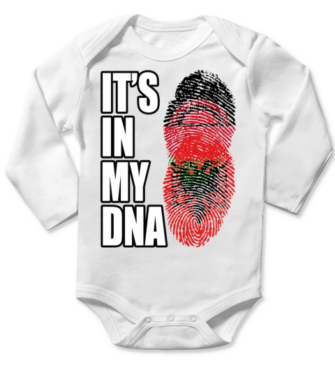 Malawian And Albanian Mix Heritage DNA Flag Long Sleeve Baby One-Piece
