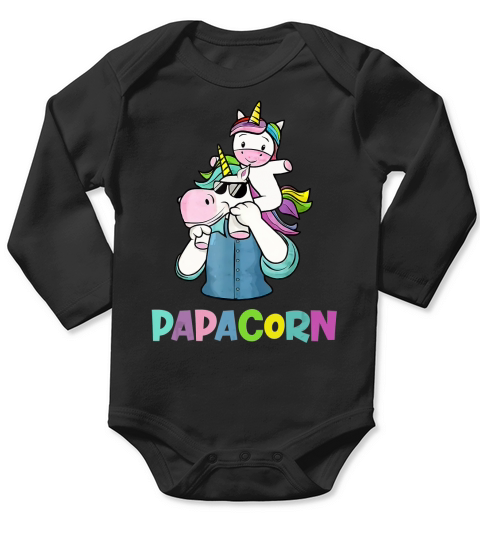 Mens Papacorn Unicorn Fathers Day Gift For Daddy T-Shirt Long Sleeve Baby One-Piece
