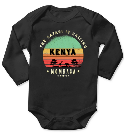 Mombasa Kenya Safari Design Long Sleeve Baby One-Piece