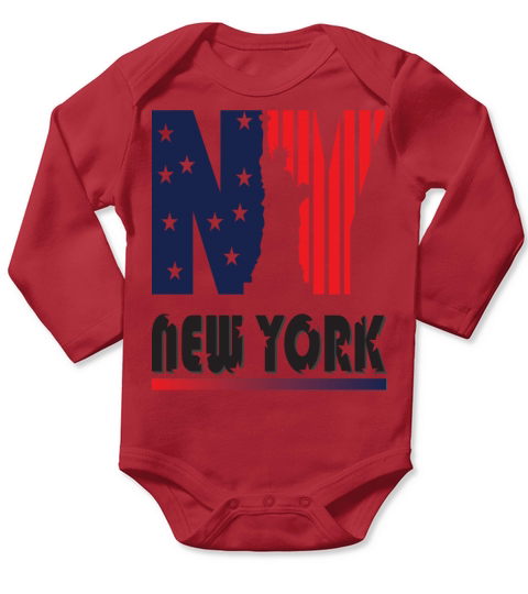 NEW YORK GIFT IDEA COOL DESIGN AMERICAN FLAG Long Sleeve Baby One-Piece