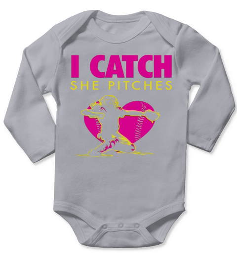 Softball Dad &amp;amp; Mom Shirt - I Catch, She Pitches Black Youth B01N0P5VLH 1 Long Sleeve Baby One-Piece