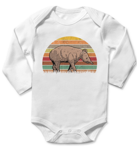 Tapir Retro Flatland Vintage Long Sleeve Baby One-Piece