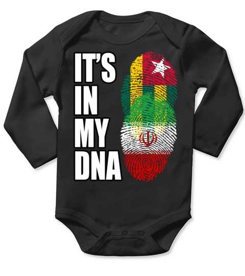 Togolese And Iranian Mix Heritage DNA Flag Long Sleeve Baby One-Piece