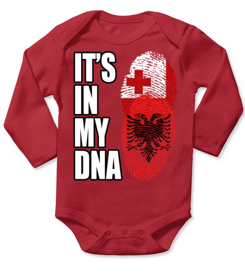 Tongan And Albanian Mix Heritage DNA Flag Long Sleeve Baby One-Piece