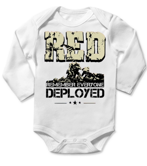 Veteran RED Friday Remember Everyone Deployed Long Sleeve Baby One-Piece