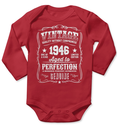 Vintage 1946 Aged to Perfection Long Sleeve Baby One-Piece