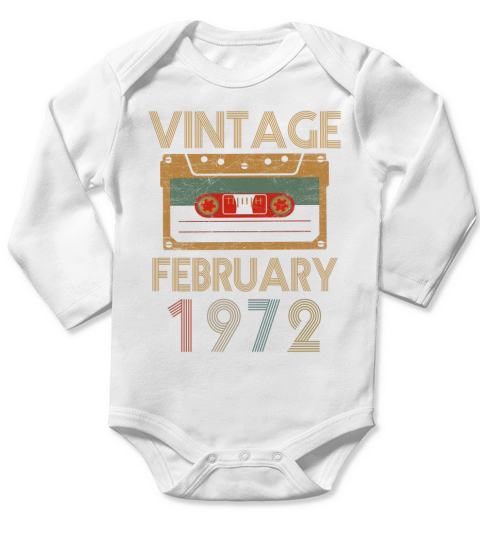 Vintage february 1972 Long Sleeve Baby One-Piece
