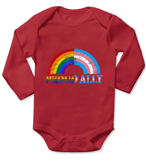 Vintage Proud Ally Flag Rainbow LGBT Transgender Pride Month shirt Long Sleeve Baby One-Piece