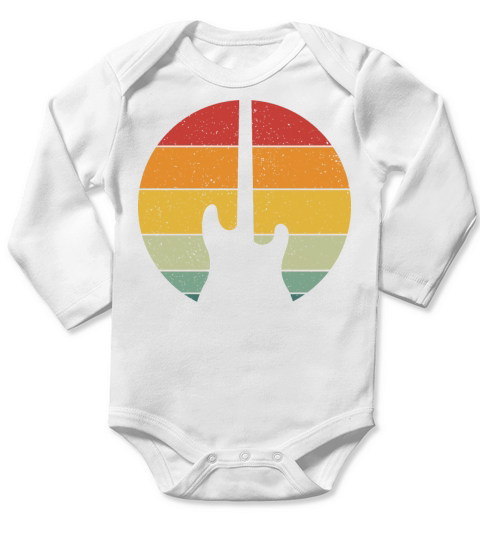 Vintage Retro Electric Guitar Vintage Music Long Sleeve Baby One-Piece