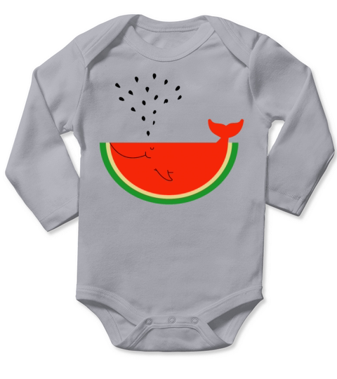 Watermelon Whale Long Sleeve Baby One-Piece