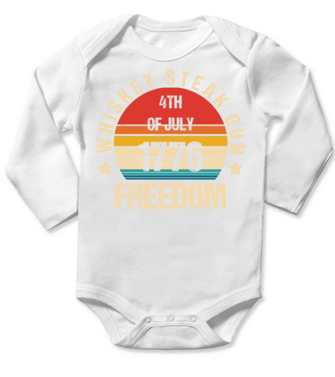 Whiskey Steak Guns and Freedom Patriotic US Flag Long Sleeve Baby One-Piece