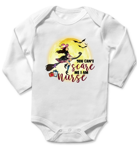 You Cant Scare Me Im A Nurse Halloween Long Sleeve Baby One-Piece