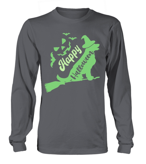 Golden Retriever Is Flying Witch Funny Happy Halloween Long sleeved Unisex