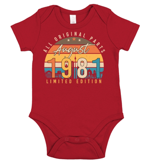 August 1981 Birthday Greeting Short Sleeve Baby One-Piece