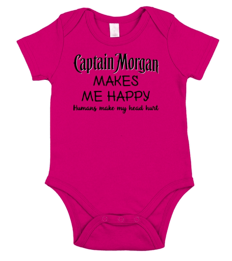 Captain Morgan makes me happy humans make my head hurt Short Sleeve Baby One-Piece
