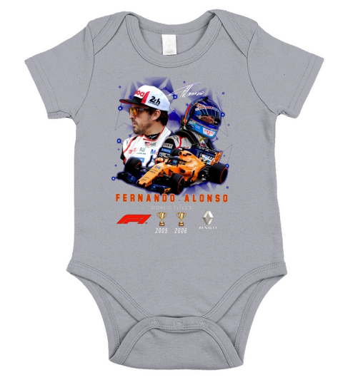 Fernando Alonso Signature 2 cup world titles shirt Short Sleeve Baby One-Piece