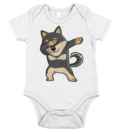 Funny Black Shiba Inu Dabbing Short Sleeve Baby One-Piece