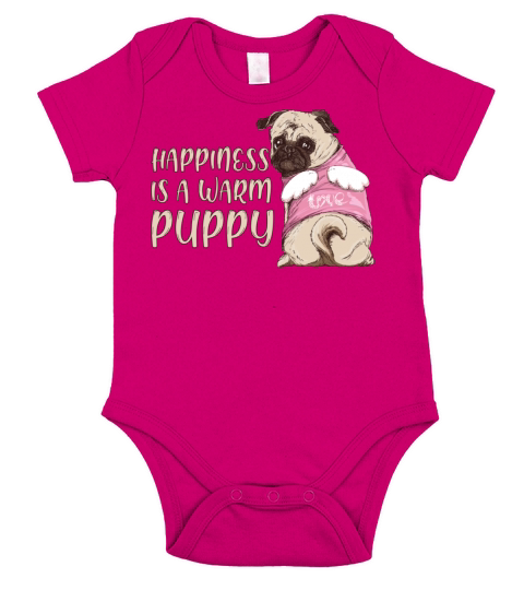 Happiness Is A Warm Puppy Short Sleeve Baby One-Piece