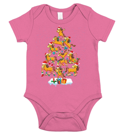 Horse Christmas Pine Tree Funny Horse Lovers Short Sleeve Baby One-Piece