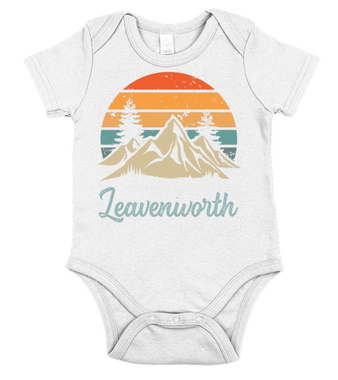 Leavenworth Retro Vintage Mountain Sunset Outdoors Short Sleeve Baby One-Piece