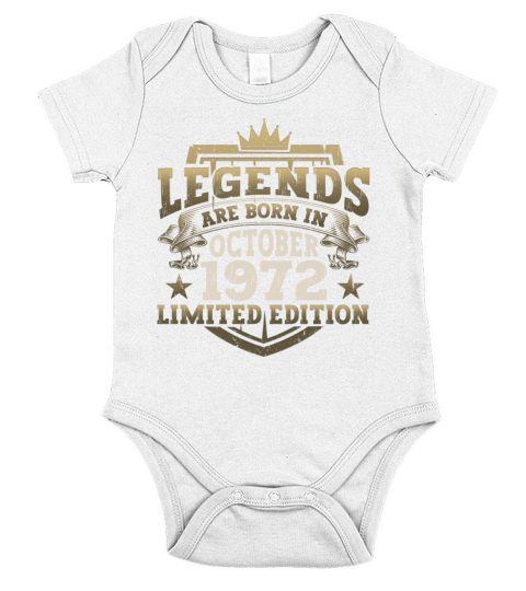 Legends Vintage October 1972 50th Birthday Gift Short Sleeve Baby One-Piece