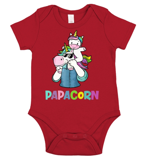 Mens Papacorn Unicorn Fathers Day Gift For Daddy T-Shirt Short Sleeve Baby One-Piece