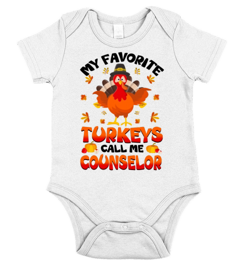 My Favorite Turkeys Call Me Counselor Short Sleeve Baby One-Piece