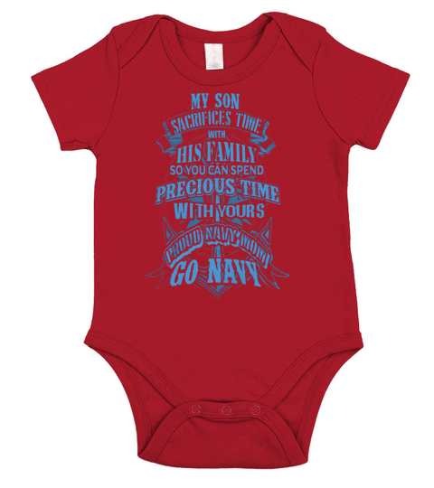 PROUD NAVY MOM. SAILOR - SOLDIER - MILITARY Short Sleeve Baby One-Piece
