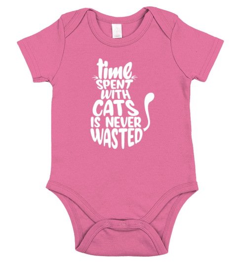 Time Spent With Cats Is Never Wasted Vintage Short Sleeve Baby One-Piece