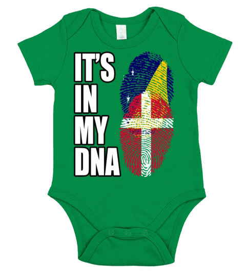 Tokelauan And Danish Mix Heritage DNA Flag Short Sleeve Baby One-Piece